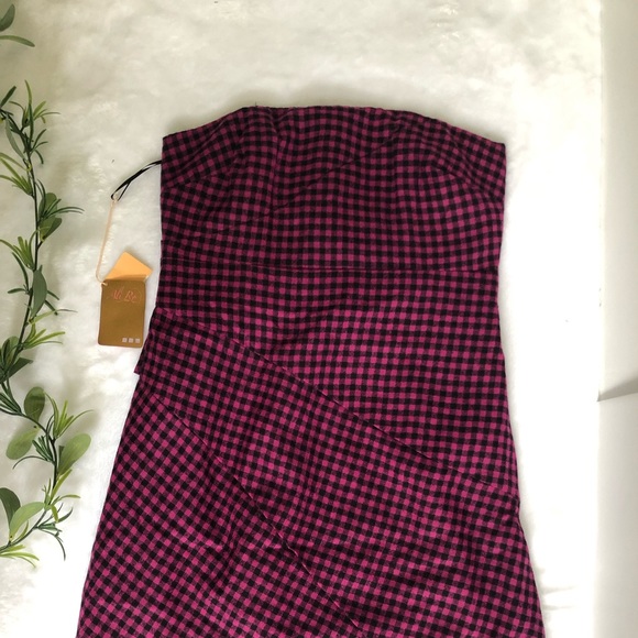 Ali Ro Pink Gingham Strapless Dress, Size 4 NWT - Picture 1 of 6